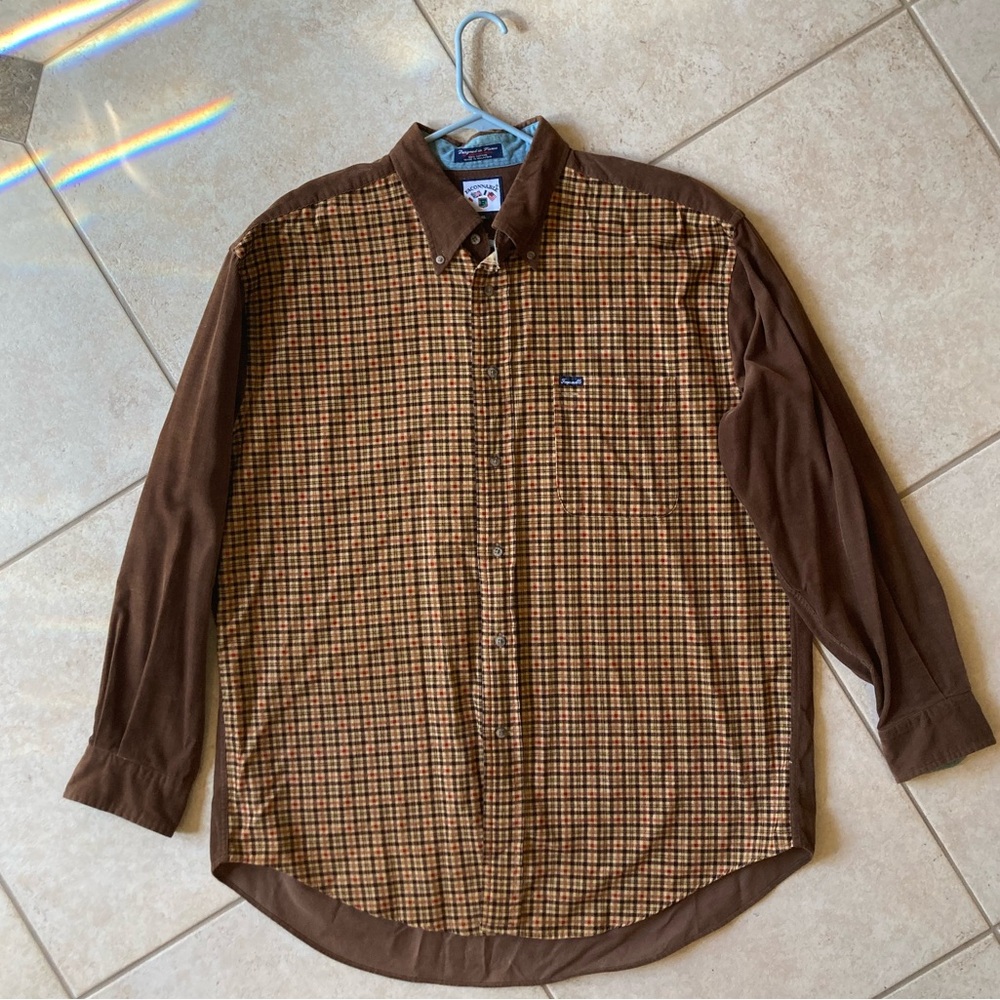 Corduroy plaid button down shirt
